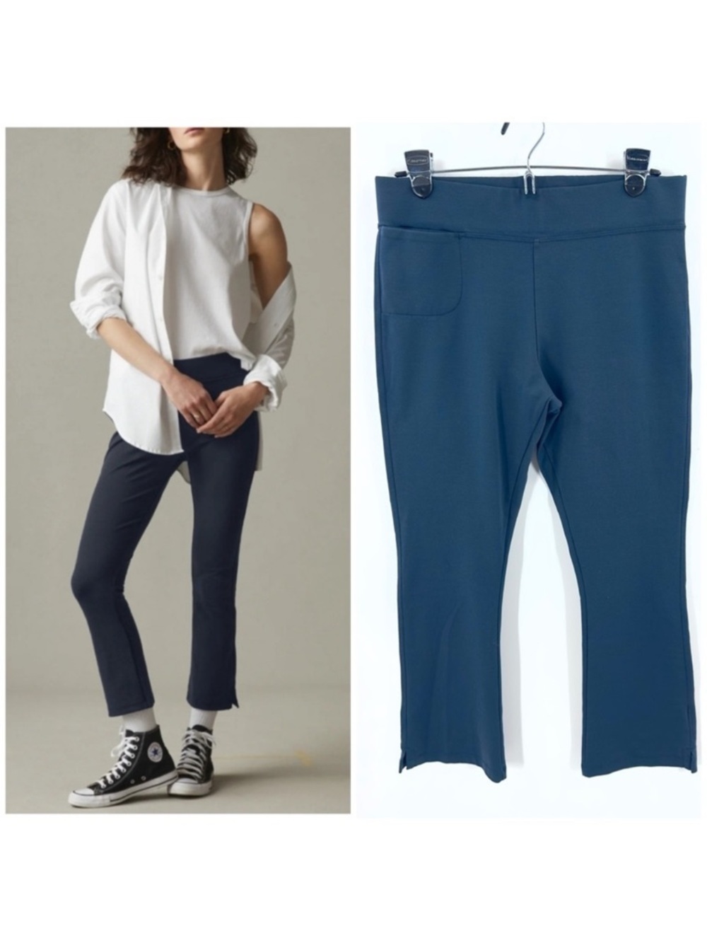 American Giant Ponte Kick Flare Pants Womens 10 Pull On Casual Soft Stretch